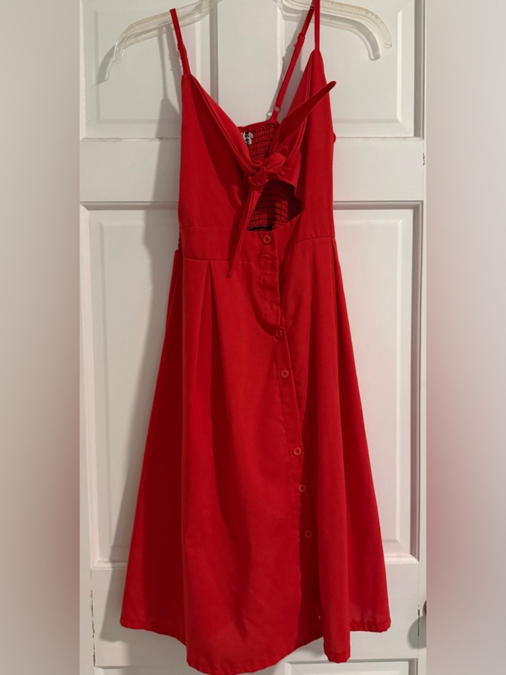 Red Tie-Front Button-Down Casual Dress